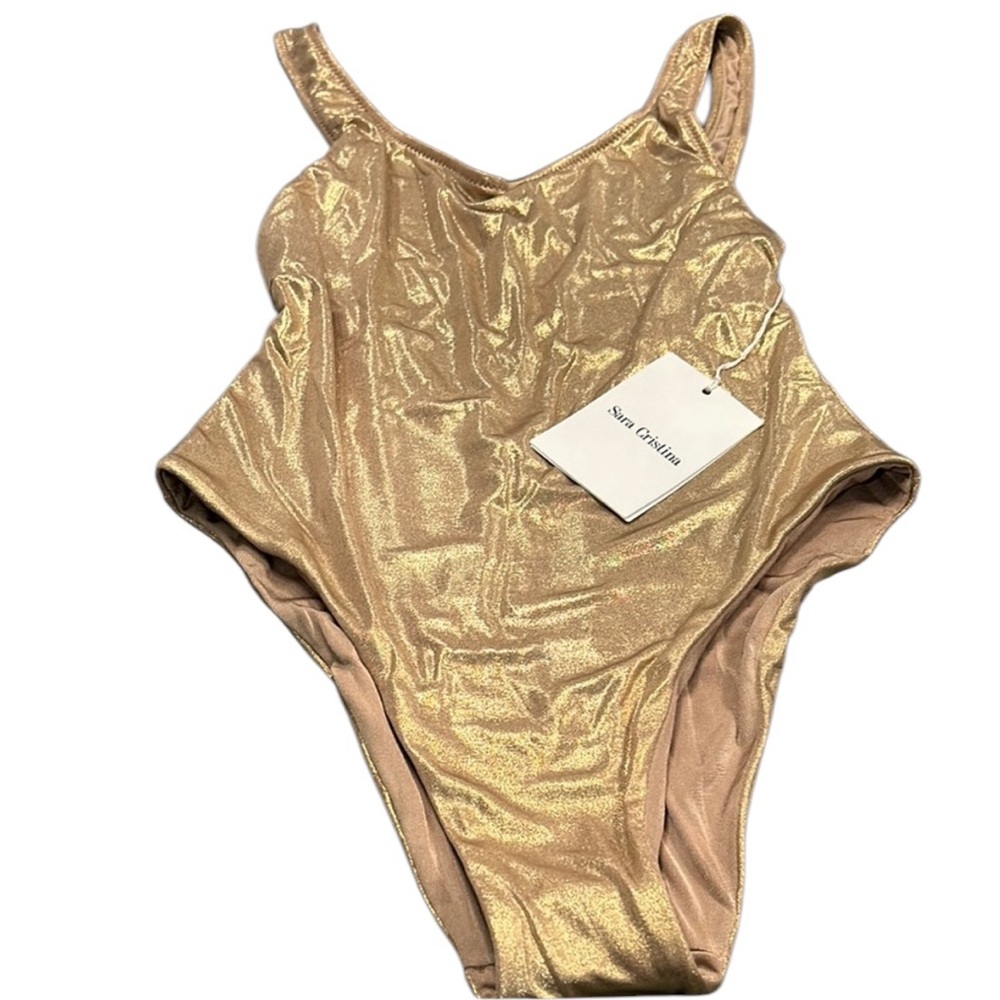 Sara Cristina Gala Gold One Piece Swimsuit